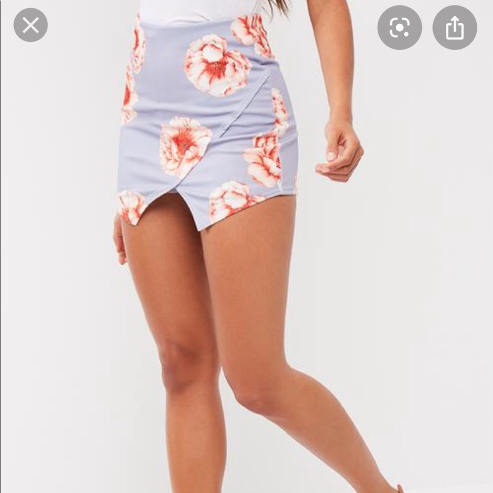 floral wrap over stretch skort
